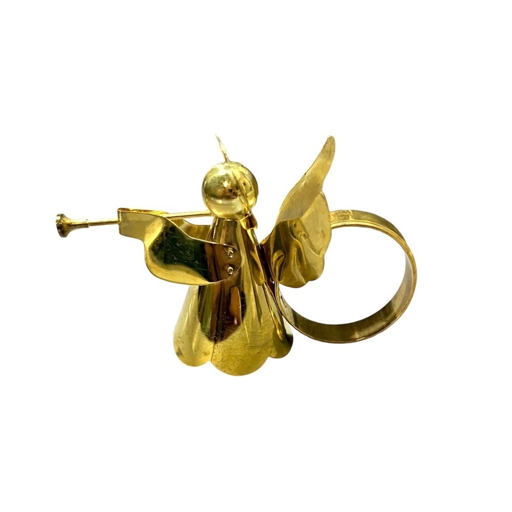 Elegance Vintage Brass Angel Napkin Rings Set of 4 in Box - Picture 5 of 7